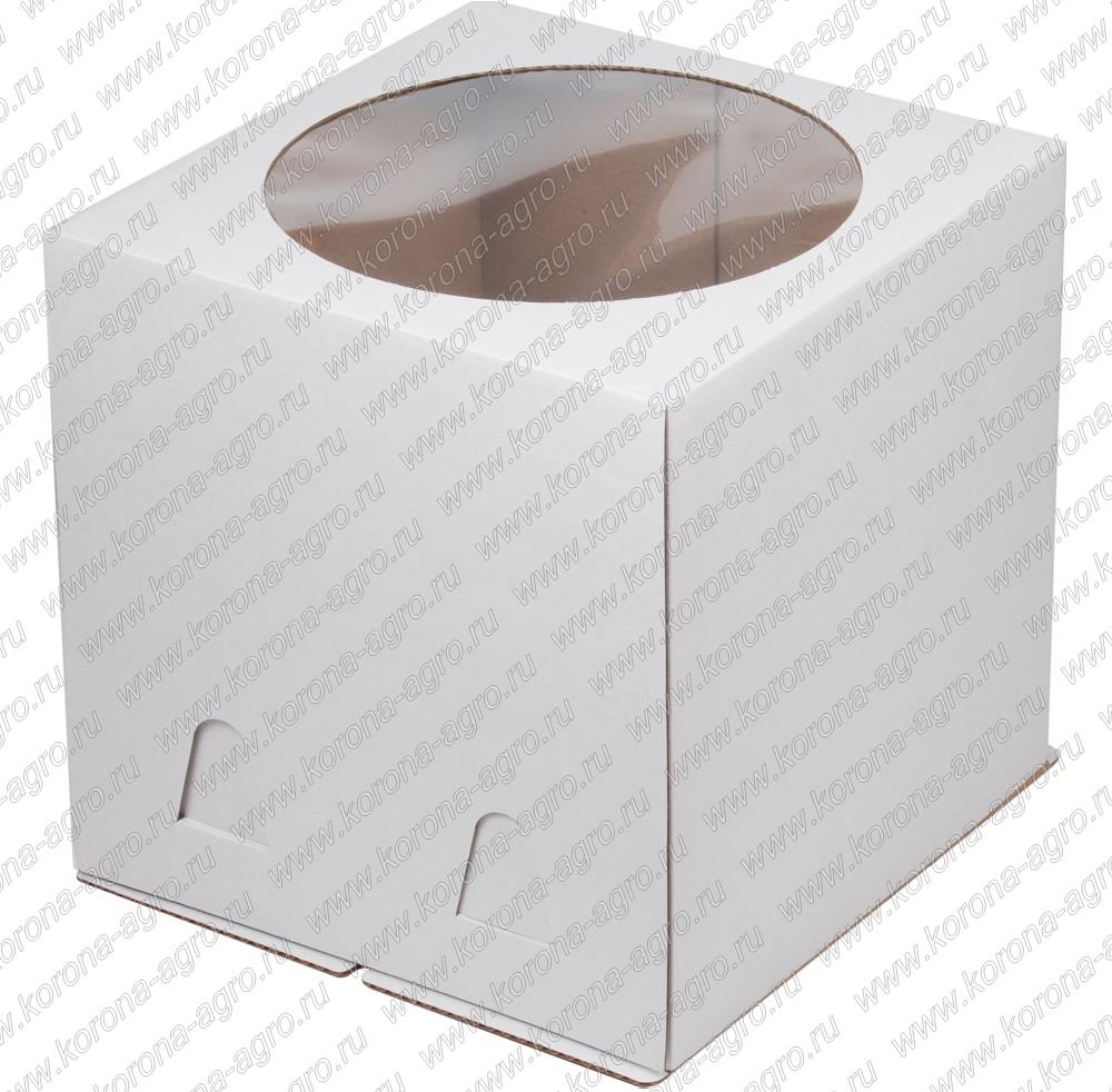 картинка Коробка для тортов С ОКНОМ белый 420х420х450мм для кондитеров и пекарей от магазина Корона-агро