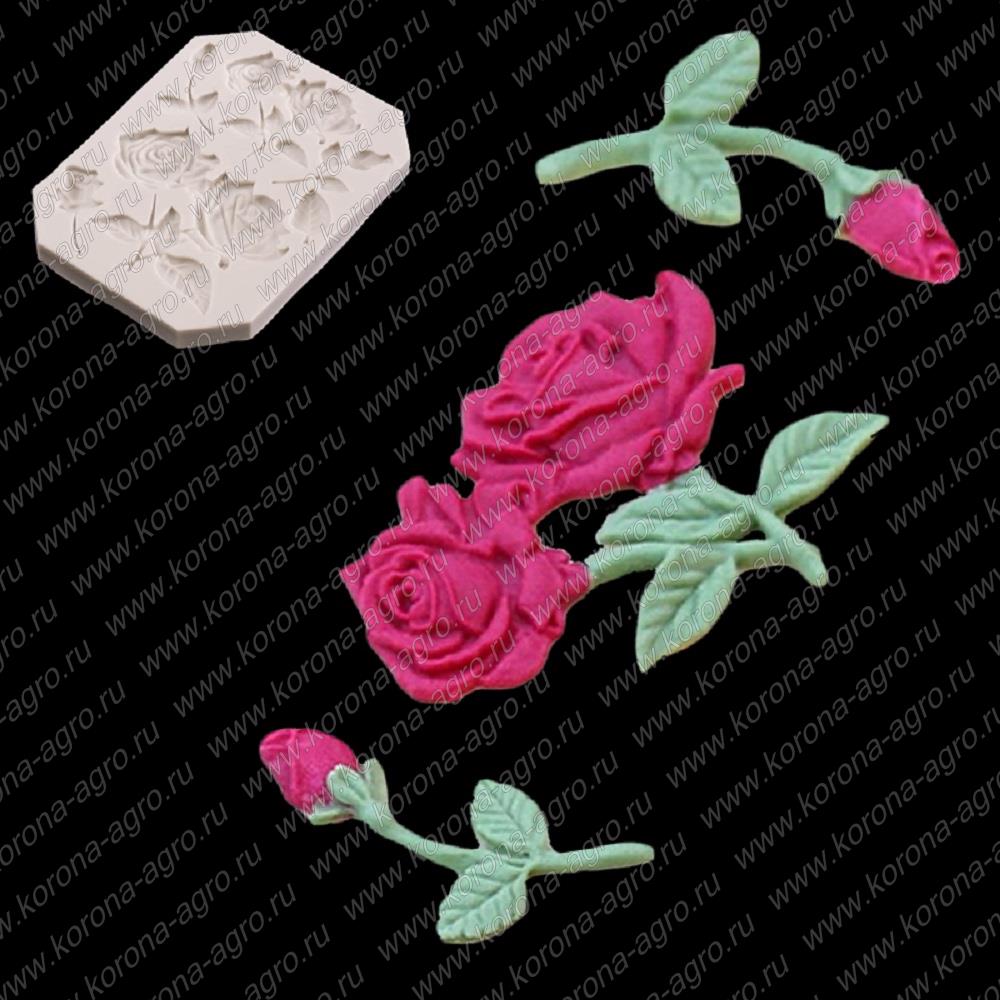 картинка Силиконовый молд JSF1491 "Розы с листьями" 11,5*9 см для кондитеров и пекарей от магазина Корона агро
