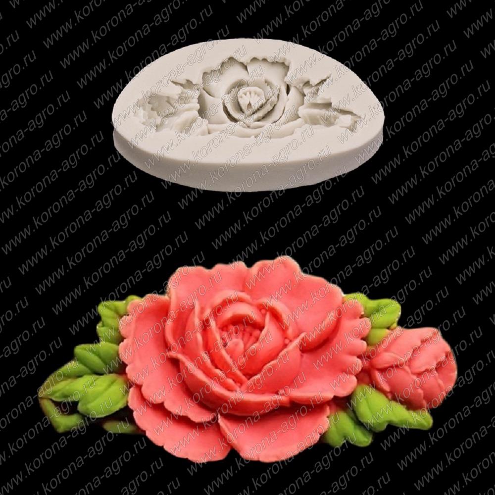 картинка Силиконовый молд JSF127 "Роза с листьями" 6*2,5 см для кондитеров и пекарей от магазина Корона агро