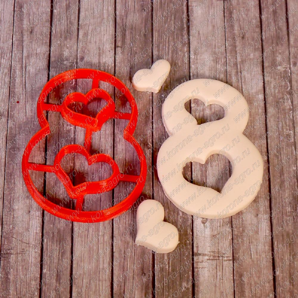 картинка Вырубка пластиковая "Цифра 8 сердца" для кондитеров и пекарей от магазина Корона агро