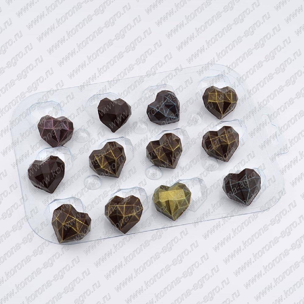 картинка Форма пластиковая "Конфеты Граненое сердце" для кондитеров и пекарей от магазина Корона-Агро