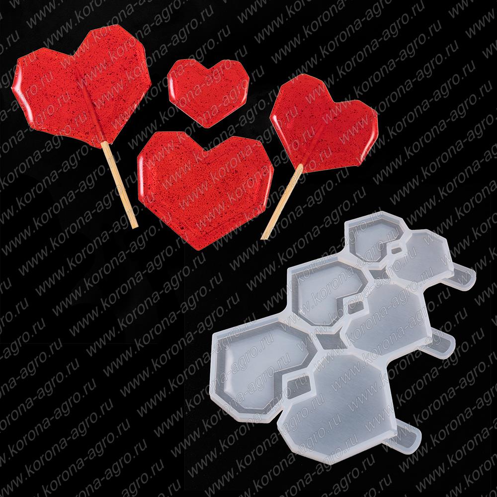 картинка Форма силиконовая для леденцов "Сердца №3" 130*100мм, 3шт для кондитеров и пекарей от магазина Корона агро