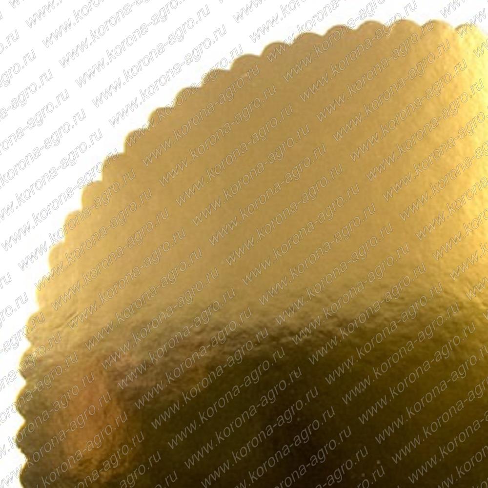 Подложка ФИГУРНАЯ картонная круглая золотая 20 см