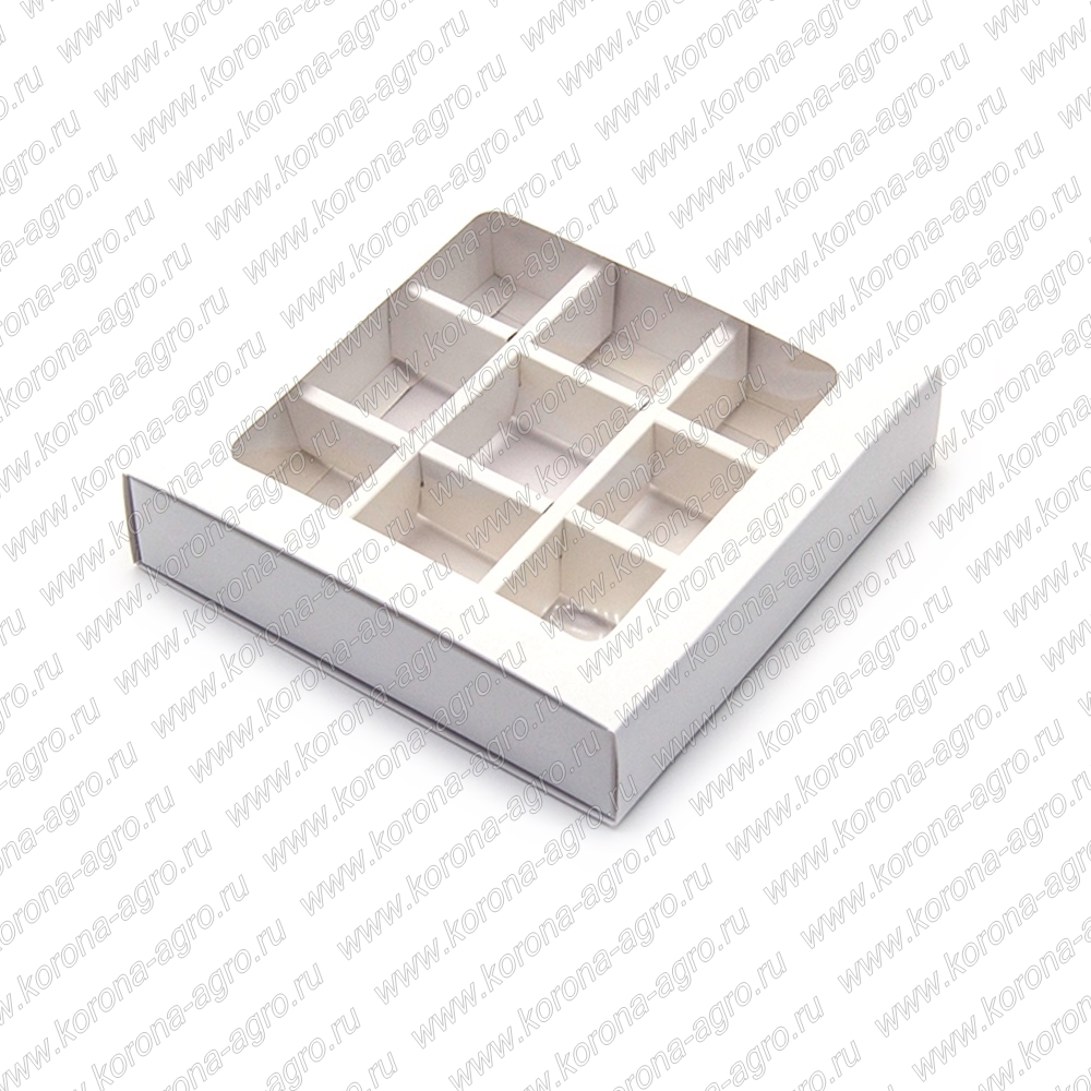 картинка Коробка для конфет с окном 138*138*38мм (9) (белая) для кондитеров и пекарей от магазина Корона-агро