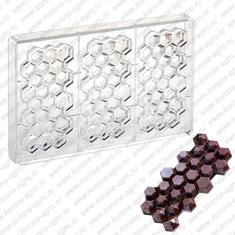 картинка Форма для шоколадных плиток ШЕСТИУГОЛЬНИК для кондитеров и пекарей от магазина Корона-Агро