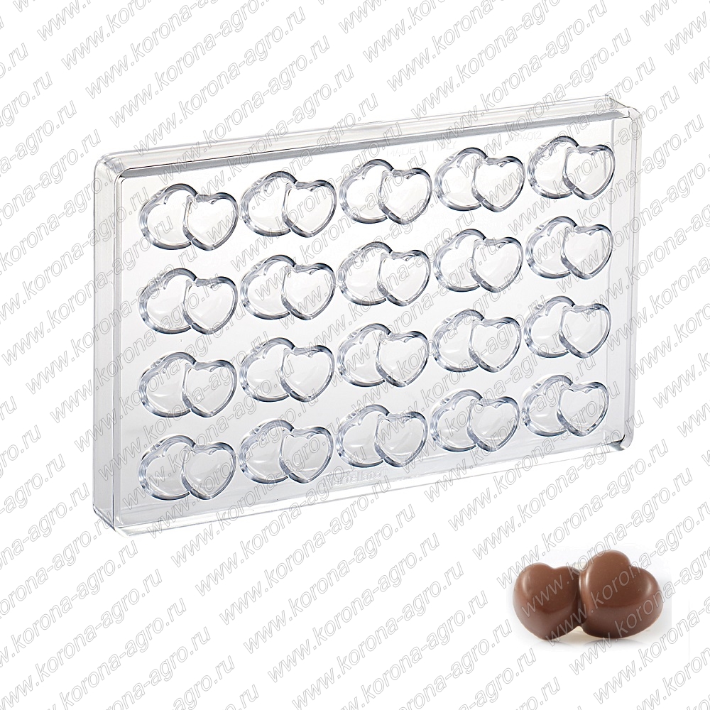 картинка Форма для шоколадных конфет ДВОЙНОЕ СЕРДЦЕ для кондитеров и пекарей от магазина Корона-Агро